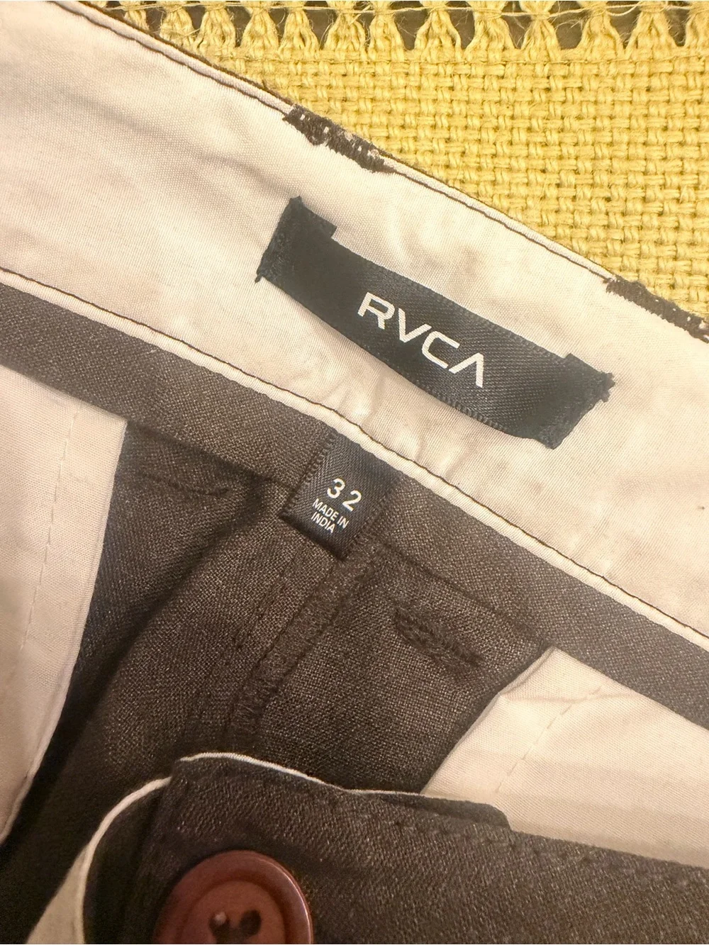 RVCA Men's Classic Straight Fit Brown chinos